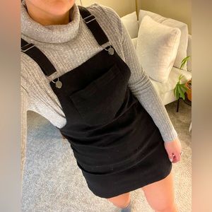 Black Jean Jumper Overall Mini Dress Skirt